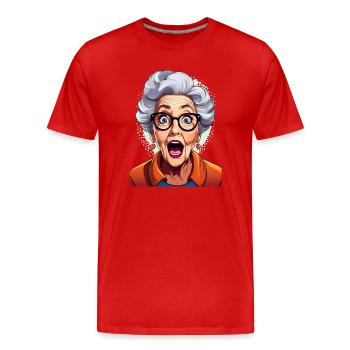 Astonished grandmother - Men's Premium Organic T-Shirt - red - Front - Damien (186cm)