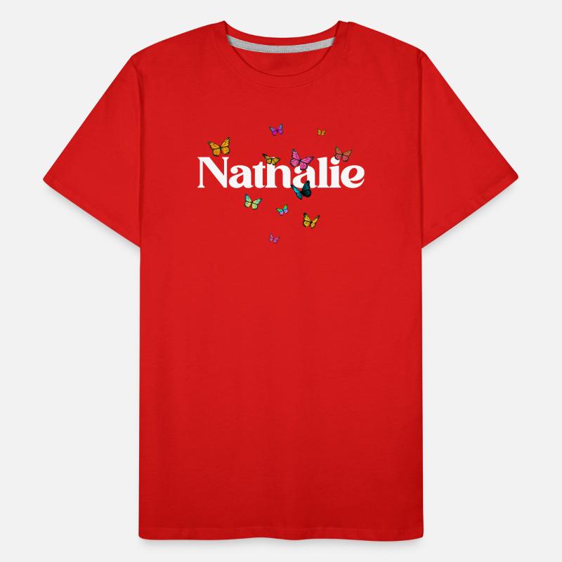 Schöner Mädchenname mit Schmetterlingen NATHALIE Männer Premium Bio T-Shirt