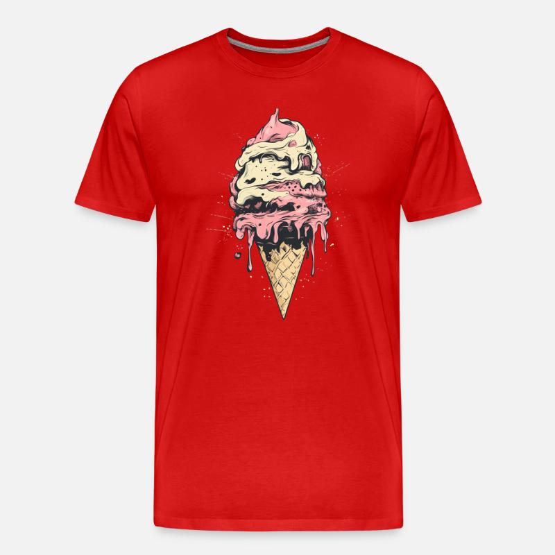 Eiscreme Eis - Männer Premium Bio T-Shirt - Rot