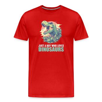 Dino Dinosaur Dinosaur - Men's Premium Organic T-Shirt - red - Front - Damien (186cm)