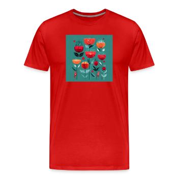 Abstrakte Blumen in leuchtenden Farben - Männer Premium Bio T-Shirt - Rot - Vorne - Damien (186cm)