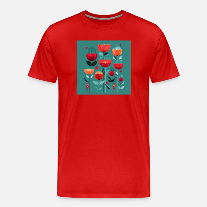 Abstrakte Blumen in leuchtenden Farben - Männer Premium Bio T-Shirt - Rot