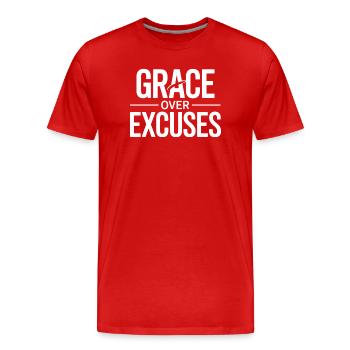 Christian GRACE OVER EXCUSES Grace Over Excuses - Men's Premium Organic T-Shirt - red - Front - Damien (186cm)