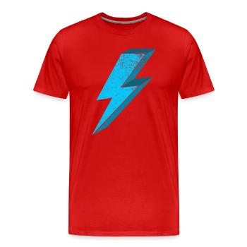 Elektrischer Blitz Design 3D - Männer Premium Bio T-Shirt - Rot - Vorne - Damien (186cm)