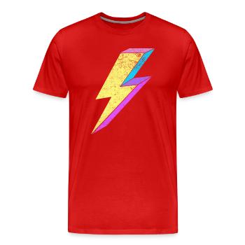 Bright lightning design with pastel colors 80s - Men's Premium Organic T-Shirt - red - Front - Damien (186cm)