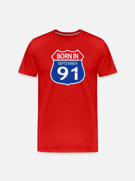 Né_en_septembre_91 - T-shirt bio Premium Homme - rouge