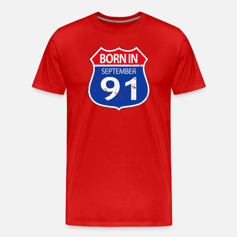 Geboren_im_September_91 - Männer Premium Bio T-Shirt - Rot