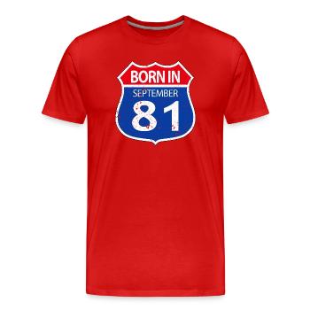 Né_en_septembre_81 - T-shirt bio Premium Homme - rouge - Devant - Damien (186cm)