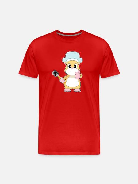 Hamster Cook Spatula Cooking - Men's Premium Organic T-Shirt - red