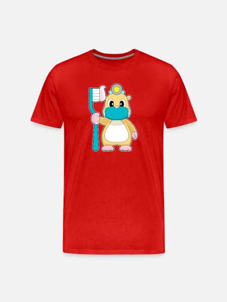 Hamster Zahnbürste - Männer Premium Bio T-Shirt - Rot