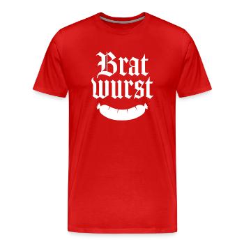 Bratwurst - Männer Premium Bio T-Shirt - Rot - Vorne - Damien (186cm)