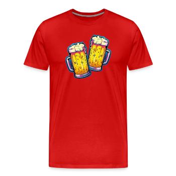 Beer Comic Beer Glass - Men's Premium Organic T-Shirt - red - Front - Damien (186cm)