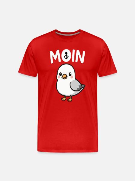 Cute seagull with anchor details - Men's Premium Organic T-Shirt - red