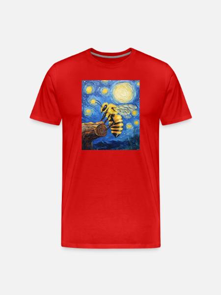 Bee Van Gogh Style Starry Night - Men's Premium Organic T-Shirt - red