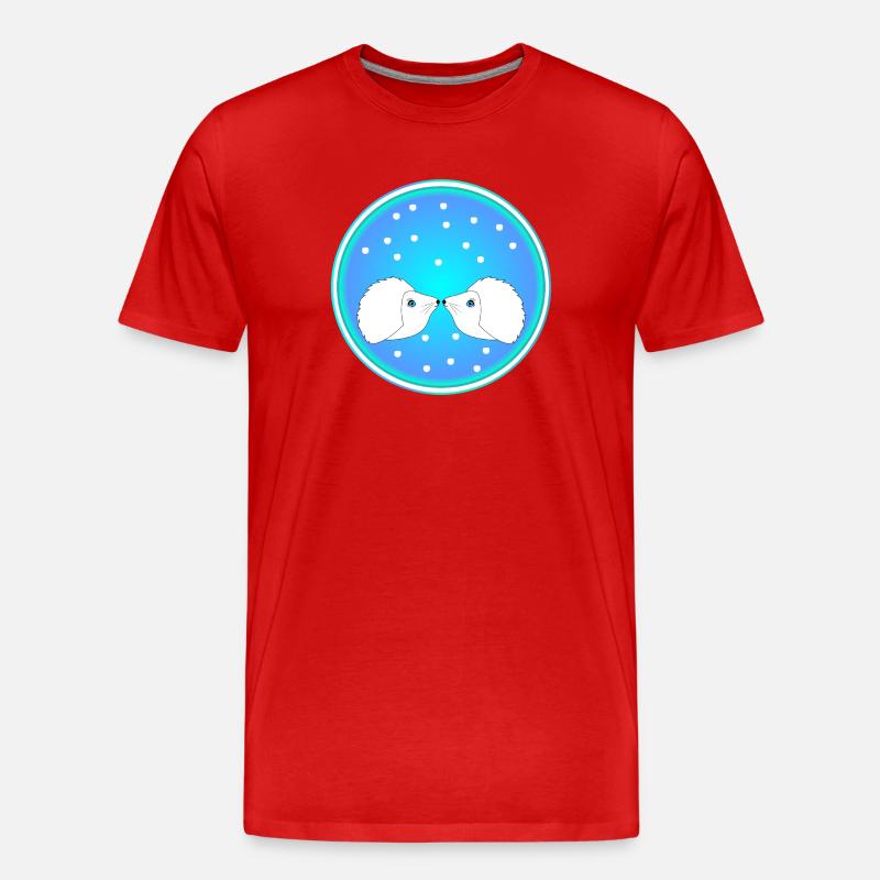 Igel Paar Winter Schnee - Männer Premium Bio T-Shirt - Rot
