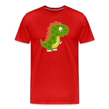 Verspielter Dino mit buntem Rücken - Männer Premium Bio T-Shirt - Rot - Vorne - Damien (186cm)
