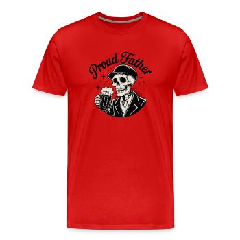 T-shirt « Père Crâne » - T-shirt bio Premium Homme - rouge - Devant - Damien (186cm)