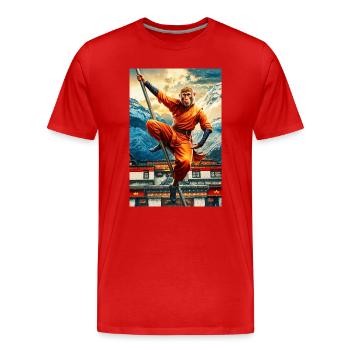 Humanoid Monkey Shaolin Monk - Men's Premium Organic T-Shirt - red - Front - Damien (186cm)