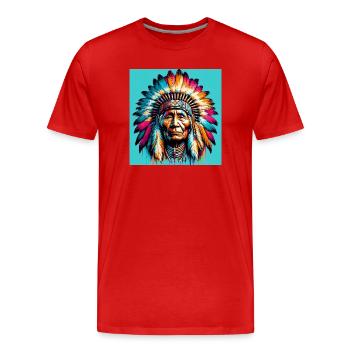 Amérindien Américain - T-shirt bio Premium Homme - rouge - Devant - Damien (186cm)