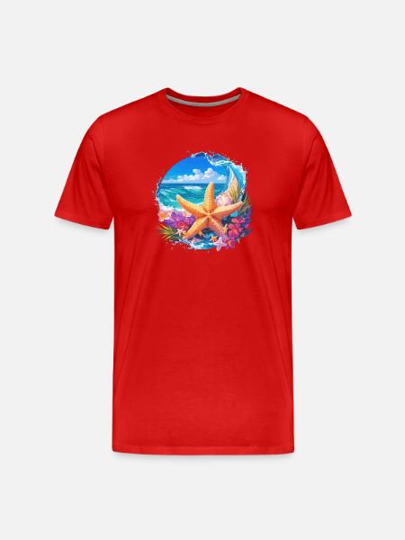 Seesterne Seestern - Männer Premium Bio T-Shirt - Rot