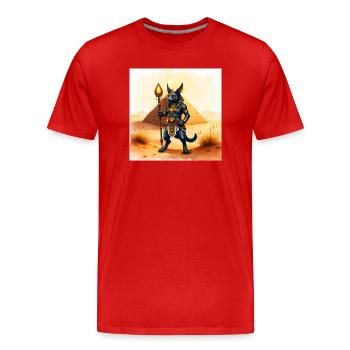 Xylophone égyptien mi-humain - T-shirt bio Premium Homme - rouge - Devant - Damien (186cm)