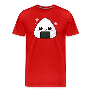 Kawaii Onigiri Rice Cute Food Lover - Men's Premium Organic T-Shirt - red - Front - Damien (186cm)