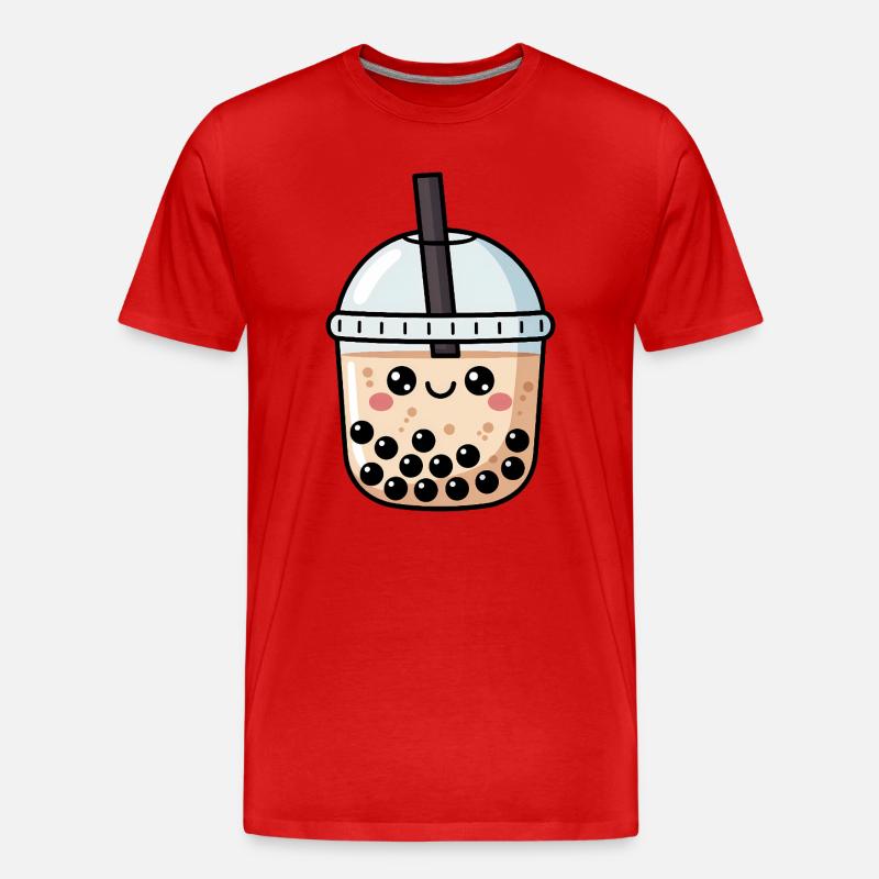 Süßer Bubble Tea Kawaii - Männer Premium Bio T-Shirt - Rot