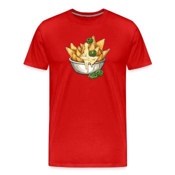 Nachos avec trempette au fromage et jalapenos :) - T-shirt bio Premium Homme - rouge - Devant - Damien (186cm)