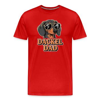 Dackel Dad Sonnenbrille Geschenk Dackelbesitzer - Männer Premium Bio T-Shirt - Rot - Vorne - Damien (186cm)