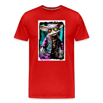 Individual creature doll with glowing eyes - Men's Premium Organic T-Shirt - red - Front - Damien (186cm)