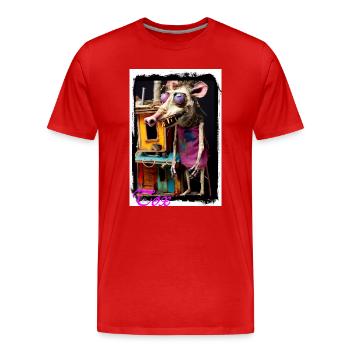 Poupée mascotte imaginative avec une robe colorée - T-shirt bio Premium Homme - rouge - Devant - Damien (186cm)