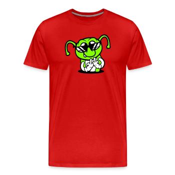 Raupe Mittelfinger Beleidigung Loch Sonnenbrille - Männer Premium Bio T-Shirt - Rot - Vorne - Damien (186cm)