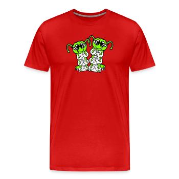 2 Raupe Mittelfinger Beleidigung Sonnenbrille Team - Männer Premium Bio T-Shirt - Rot - Vorne - Damien (186cm)