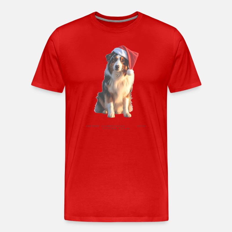 Boder Collie Weihnachts-Hund im Santa-Hut - Männer Premium Bio T-Shirt - Rot