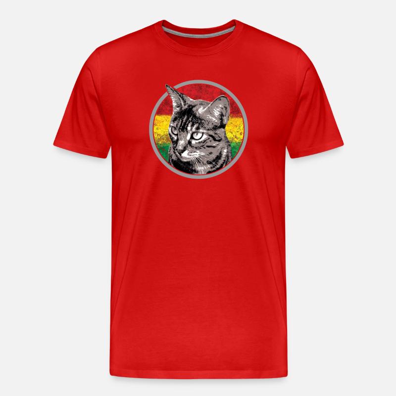 Chat avec des arrière-plans de drapeau - T-shirt bio Premium Homme - rouge