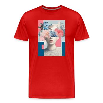 Abstract floral femininity - Men's Premium Organic T-Shirt - red - Front - Damien (186cm)