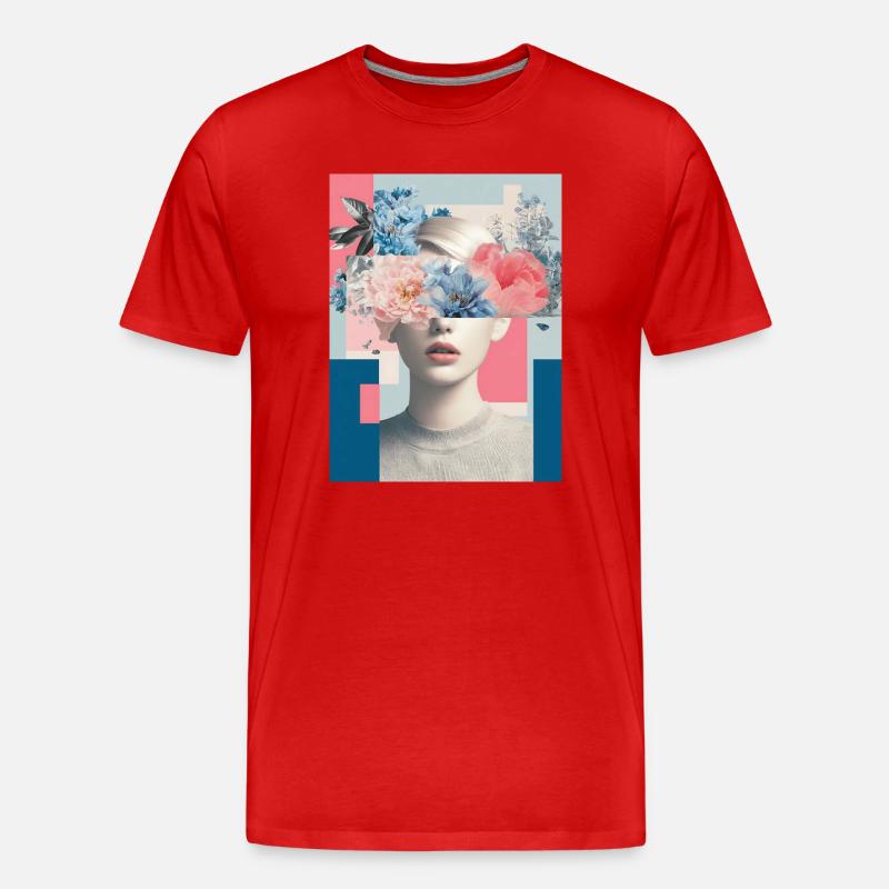 Abstrakte florale Weiblichkeit - Männer Premium Bio T-Shirt - Rot