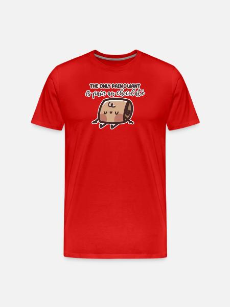 Chocolate Pain Cartoon Character Design - Men's Premium Organic T-Shirt - red