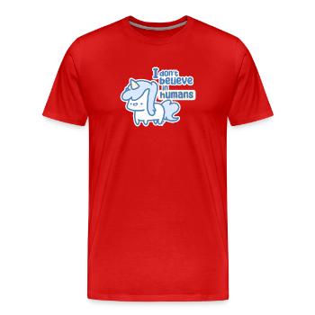 Whimsical Unicorn  - Men's Premium Organic T-Shirt - red - Front - Damien (186cm)