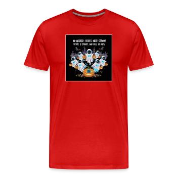 AI Ghosts: Trick or Stream! - Men's Premium Organic T-Shirt - red - Front - Damien (186cm)