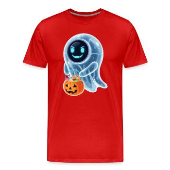 Robot Ghost with Pumpkin Bucket - Men's Premium Organic T-Shirt - red - Front - Damien (186cm)