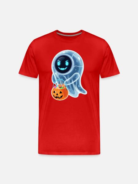 Roboter Geist mit Kürbiseimer - Männer Premium Bio T-Shirt - Rot