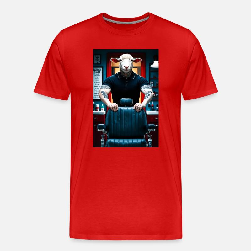 Humanoider Schaf Barbier - Männer Premium Bio T-Shirt - Rot