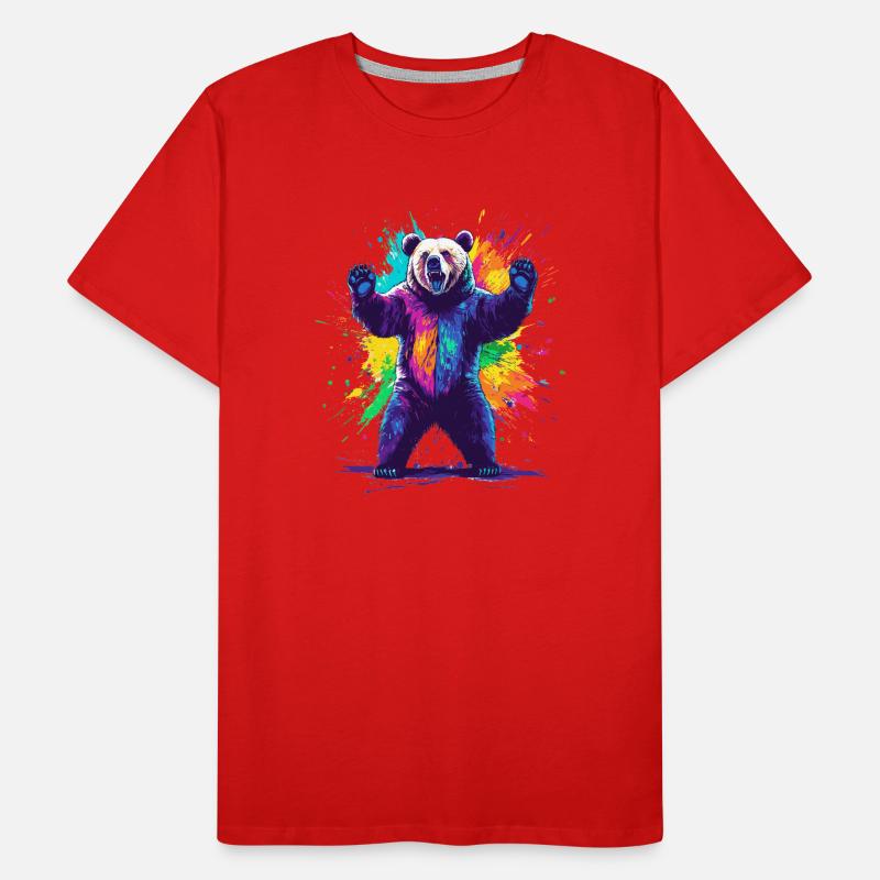 Ours avec une explosion de couleurs colorées T-shirt bio Premium Homme