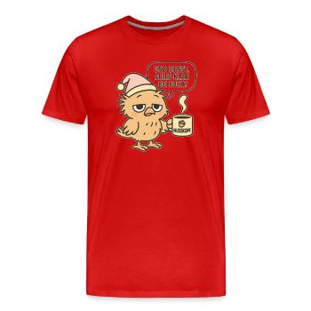 Humorous morning grouch bird - saying and coffee - Men's Premium Organic T-Shirt - red - Front - Damien (186cm)