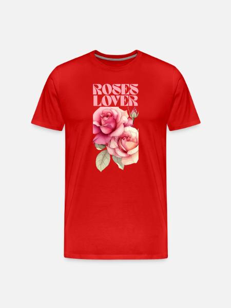 Elegantes rosa rosa Blumendesign - Männer Premium Bio T-Shirt - Rot