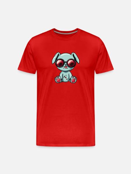 Playful dog with sunglasses - Men's Premium Organic T-Shirt - red