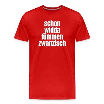 Widda Fümmen Zwanzisch fête déjà ses 50 ans - T-shirt bio Premium Homme - rouge - Devant - Damien (186cm)