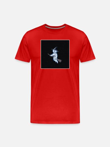 Robot witch in space - Men's Premium Organic T-Shirt - red