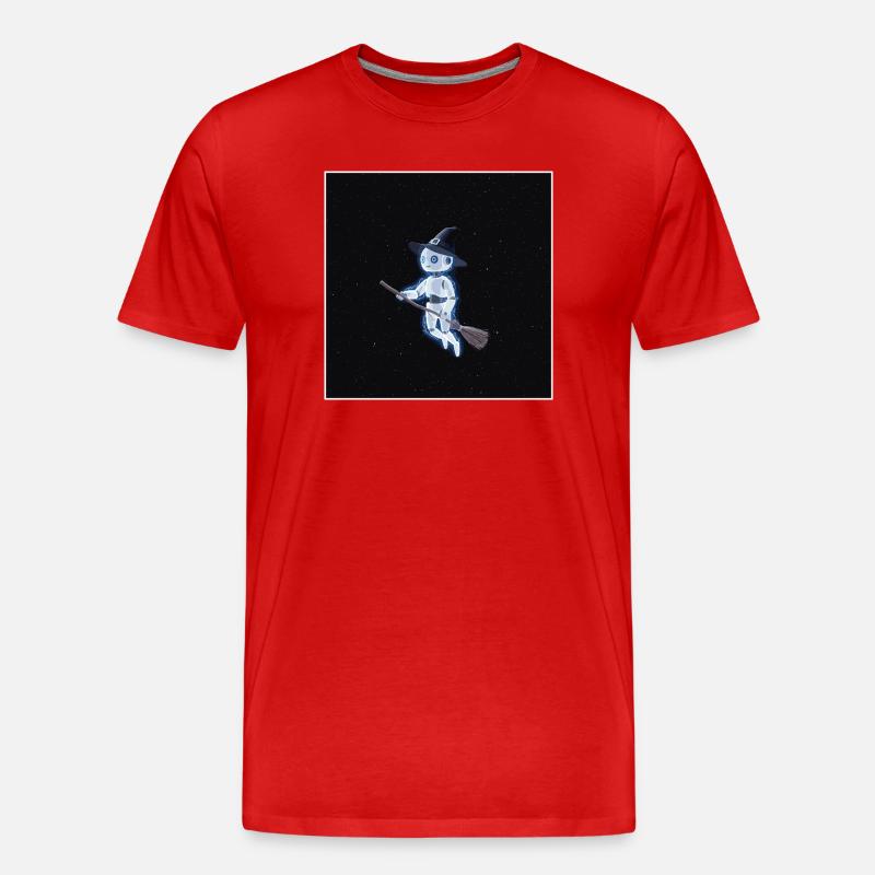 Robot witch in space - Men's Premium Organic T-Shirt - red